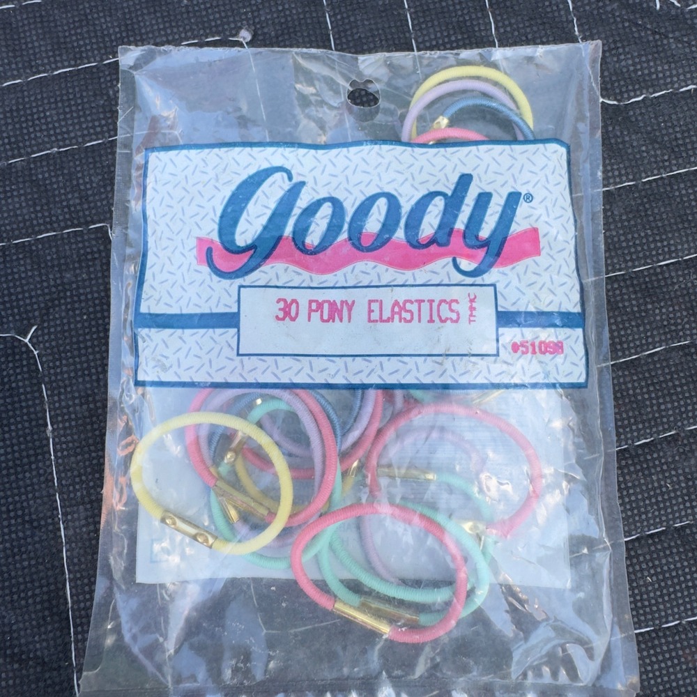 Vintage 1996 Goody Pony Elastics 30 Count Pastel Hair Ties Metal Clasp 051088